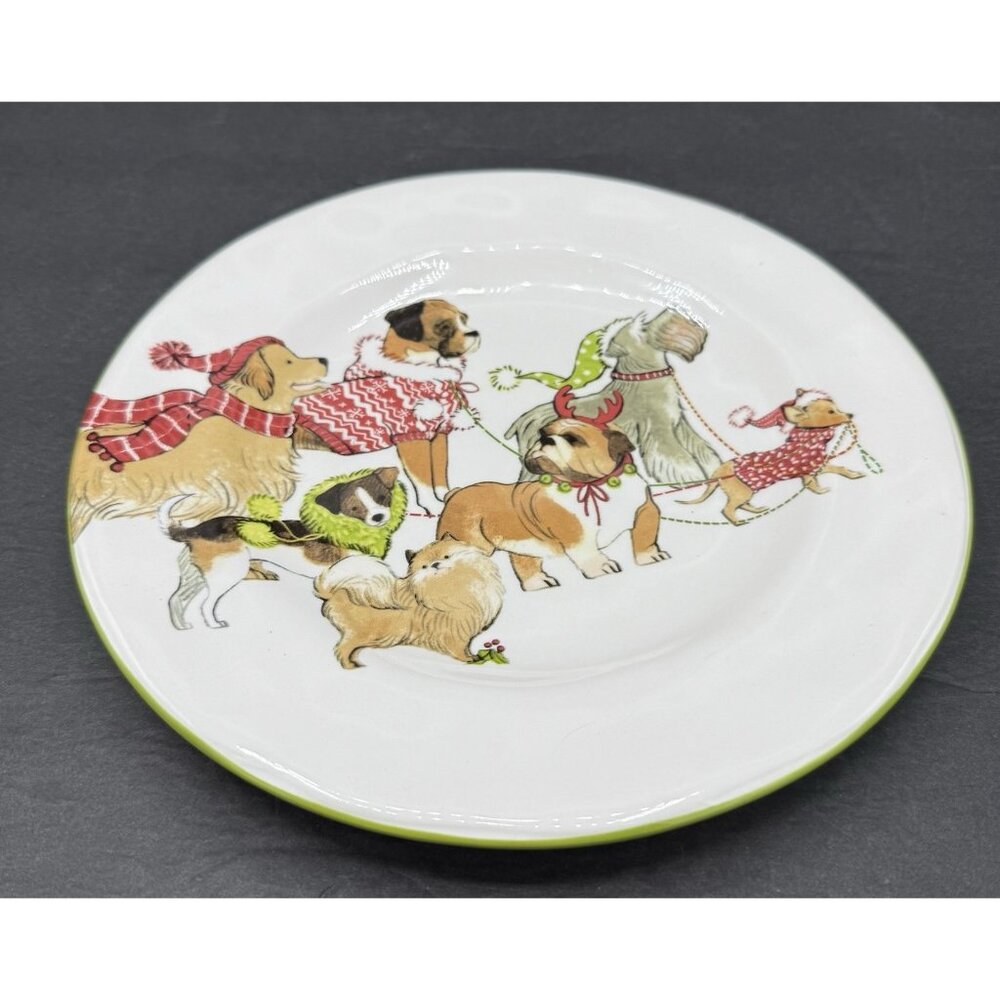 Two Pier 1 Imports Park Avenue Puppies Dogs Salad Dessert Plates 9”